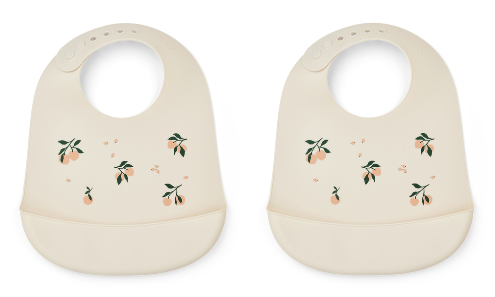 Tilda Silicone Bib 2-Pack Peach sea shell mix