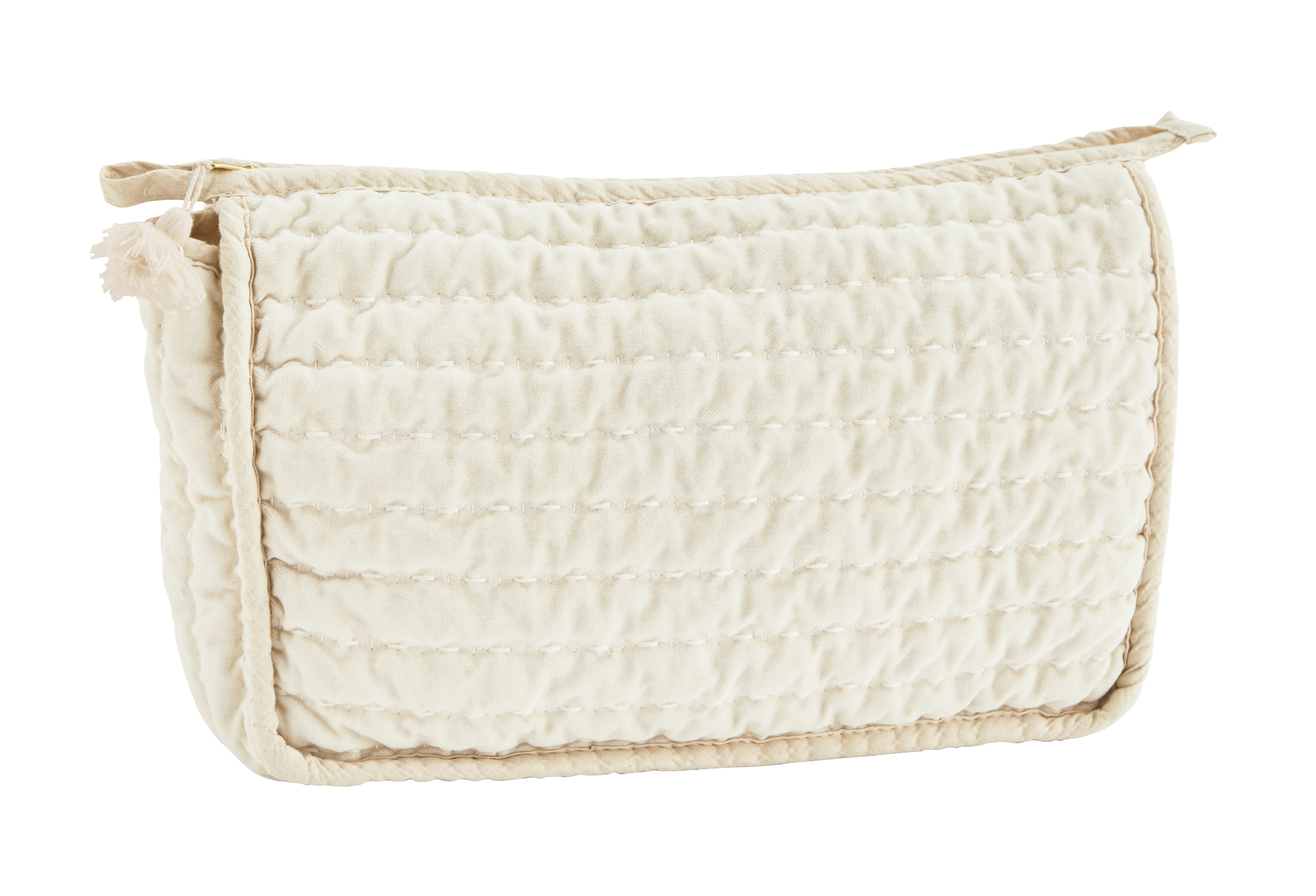 QUILTED VELVET WASHBAG Ecru