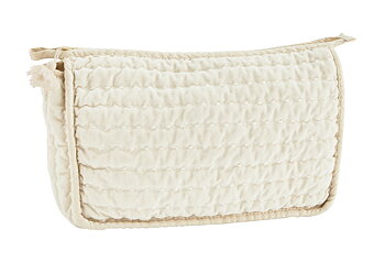 QUILTED VELVET WASHBAG Ecru