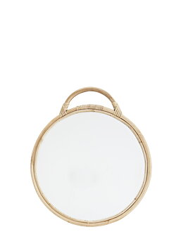 Round mirror w bamboo Natural