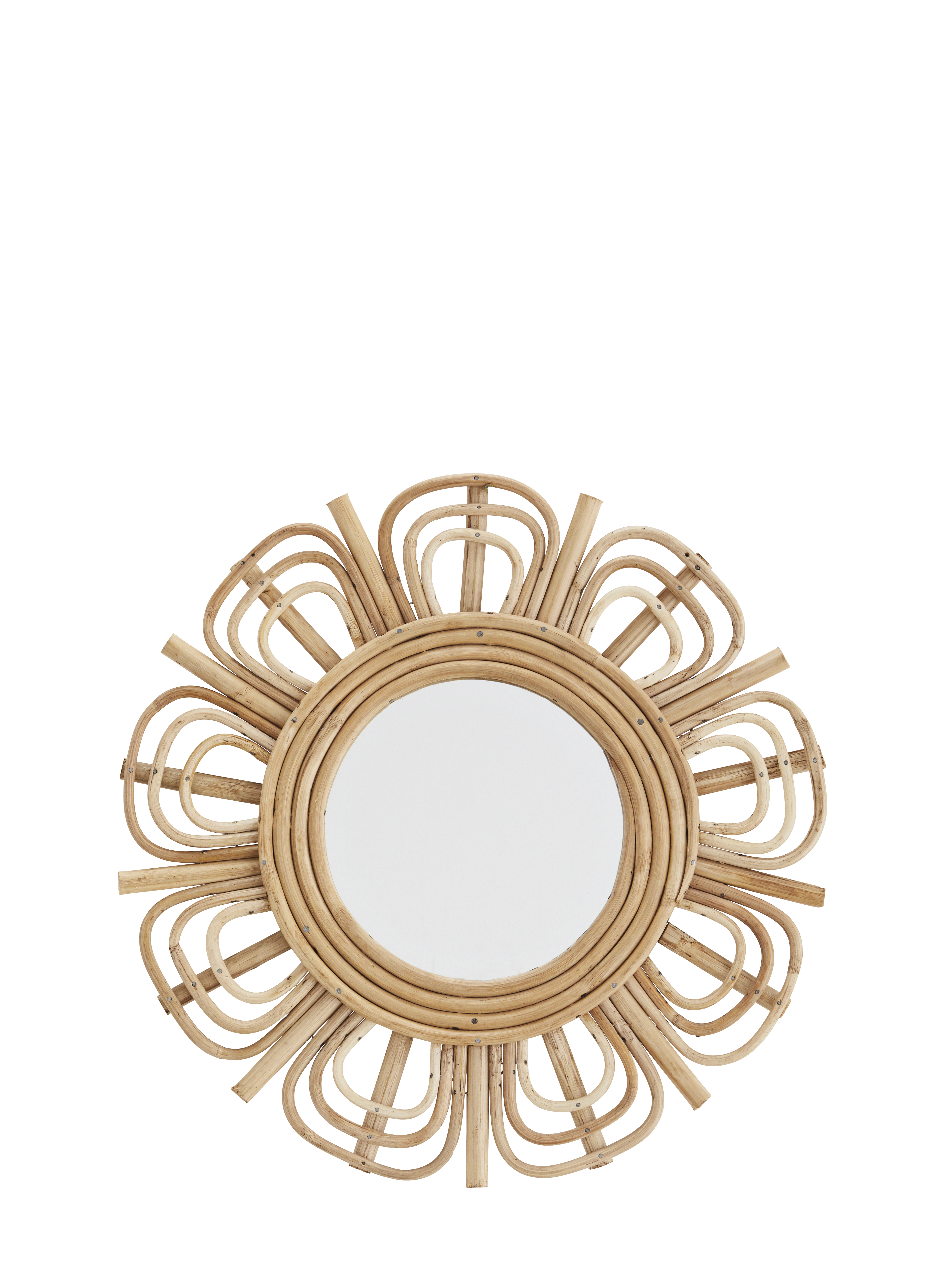 ROUND MIRROR W BAMBOO Natural