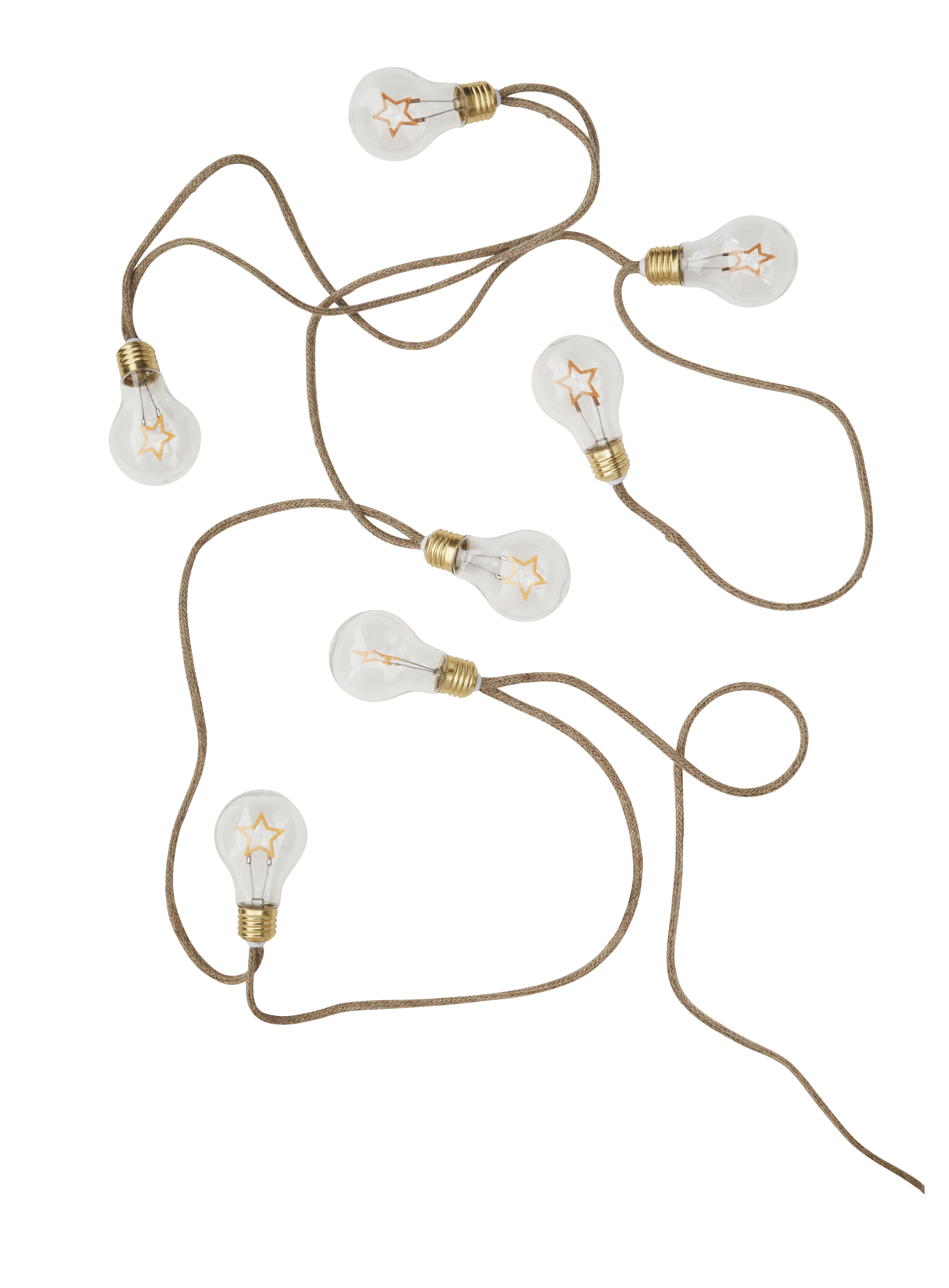 INDOOR WIRE LIGHTS W FILAMENT STARS Natural clear gold