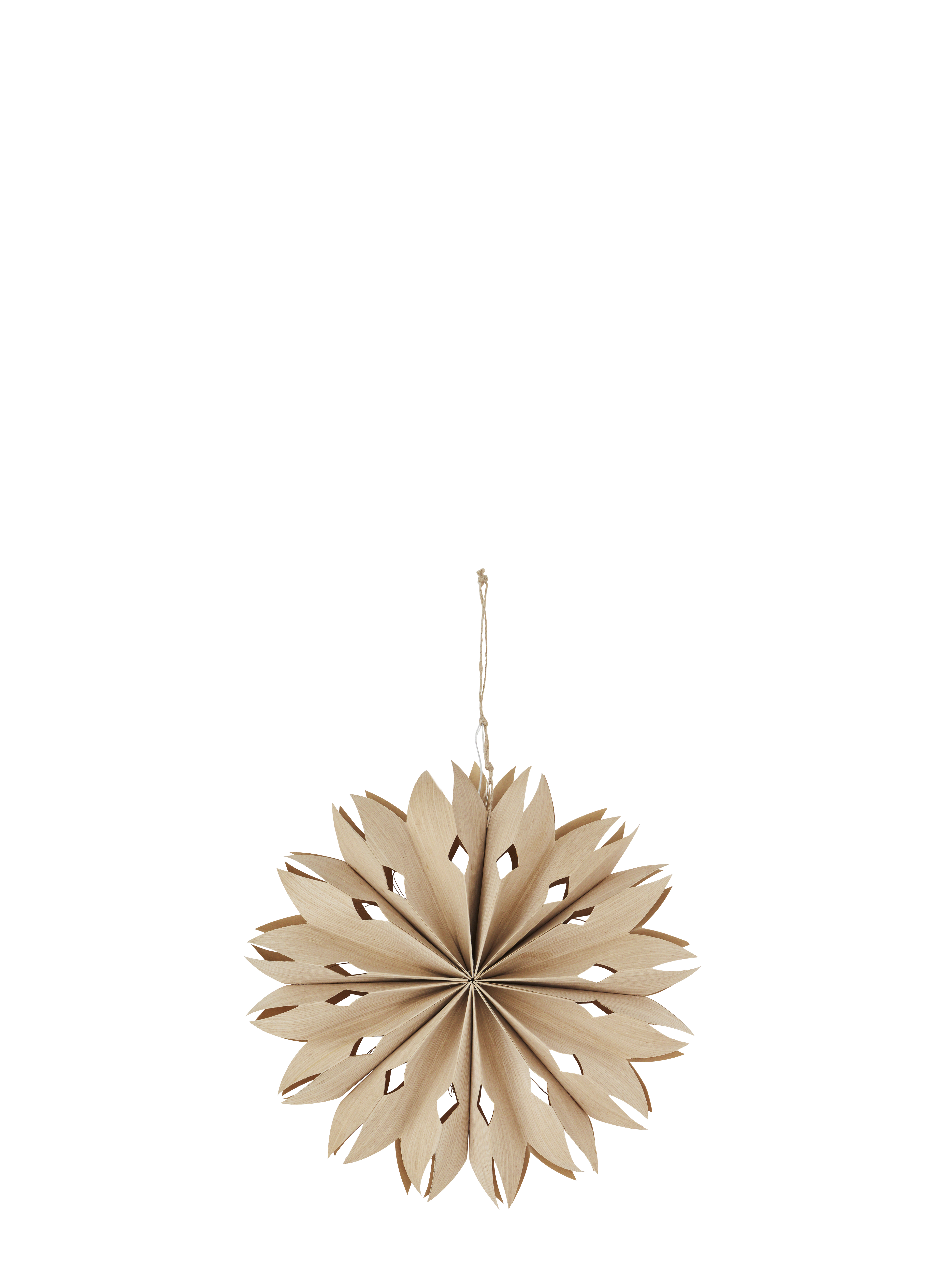 Veneer paper star w lights Natural 30 cm