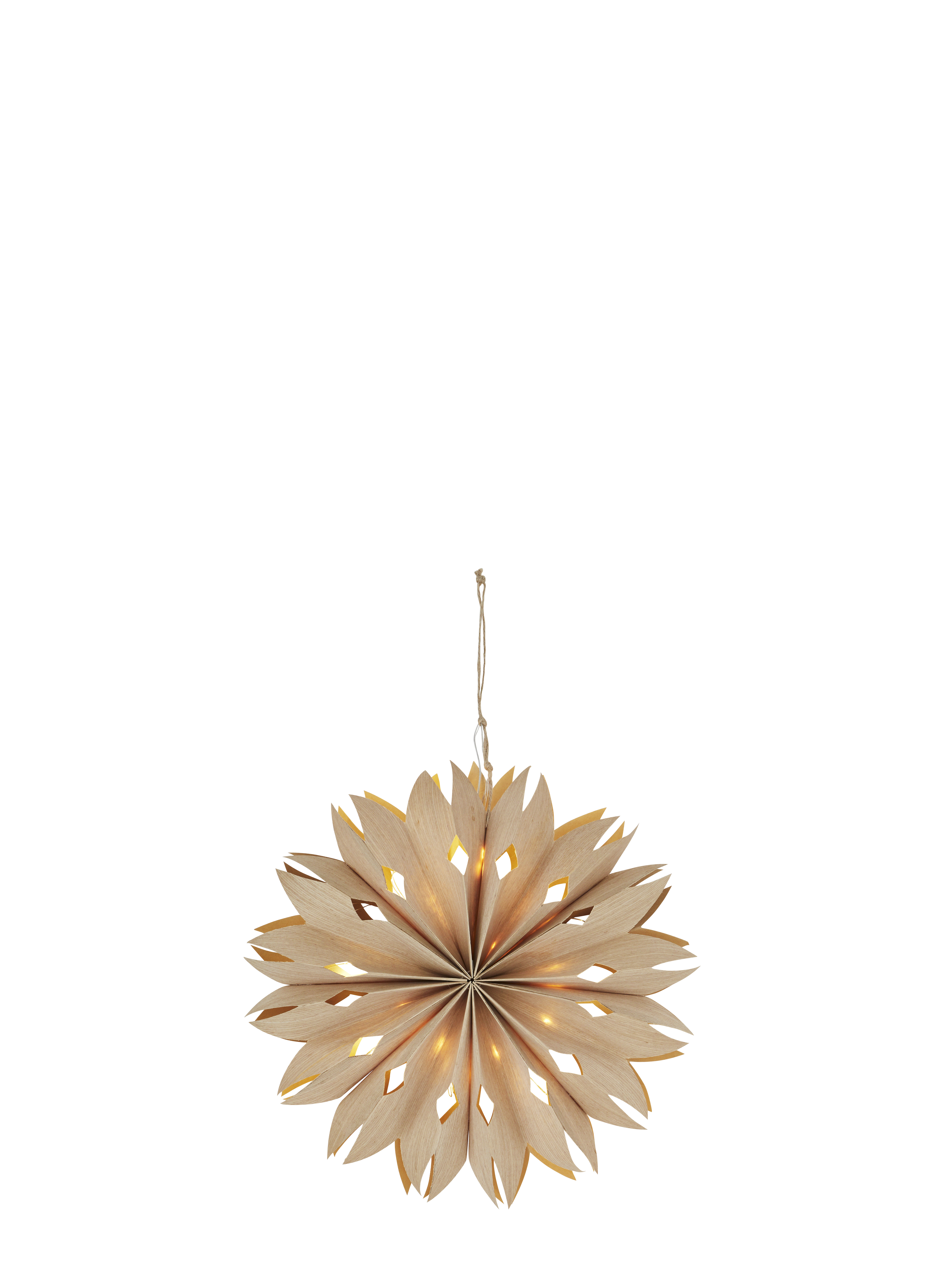 Veneer paper star w lights Natural 30 cm - 2