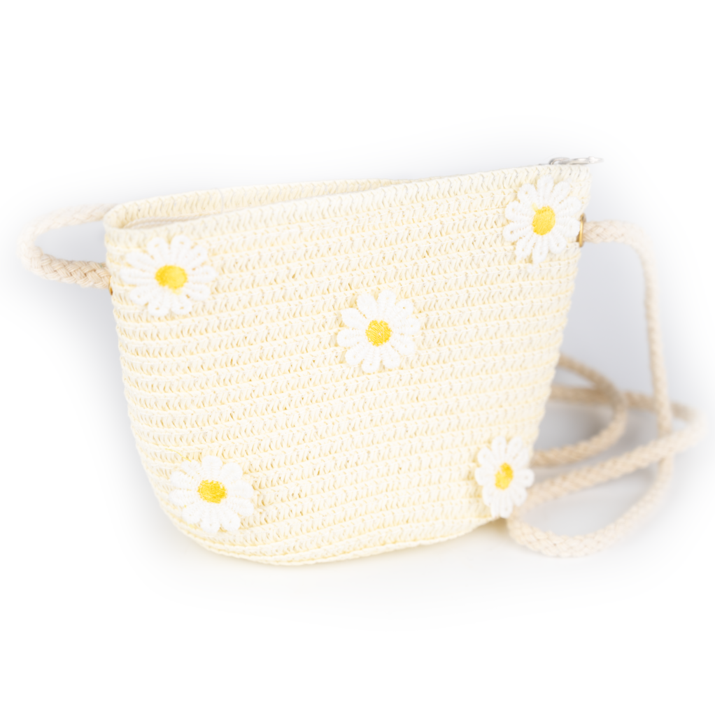 STRAW BAG LIGHT YELLOW FLOWER