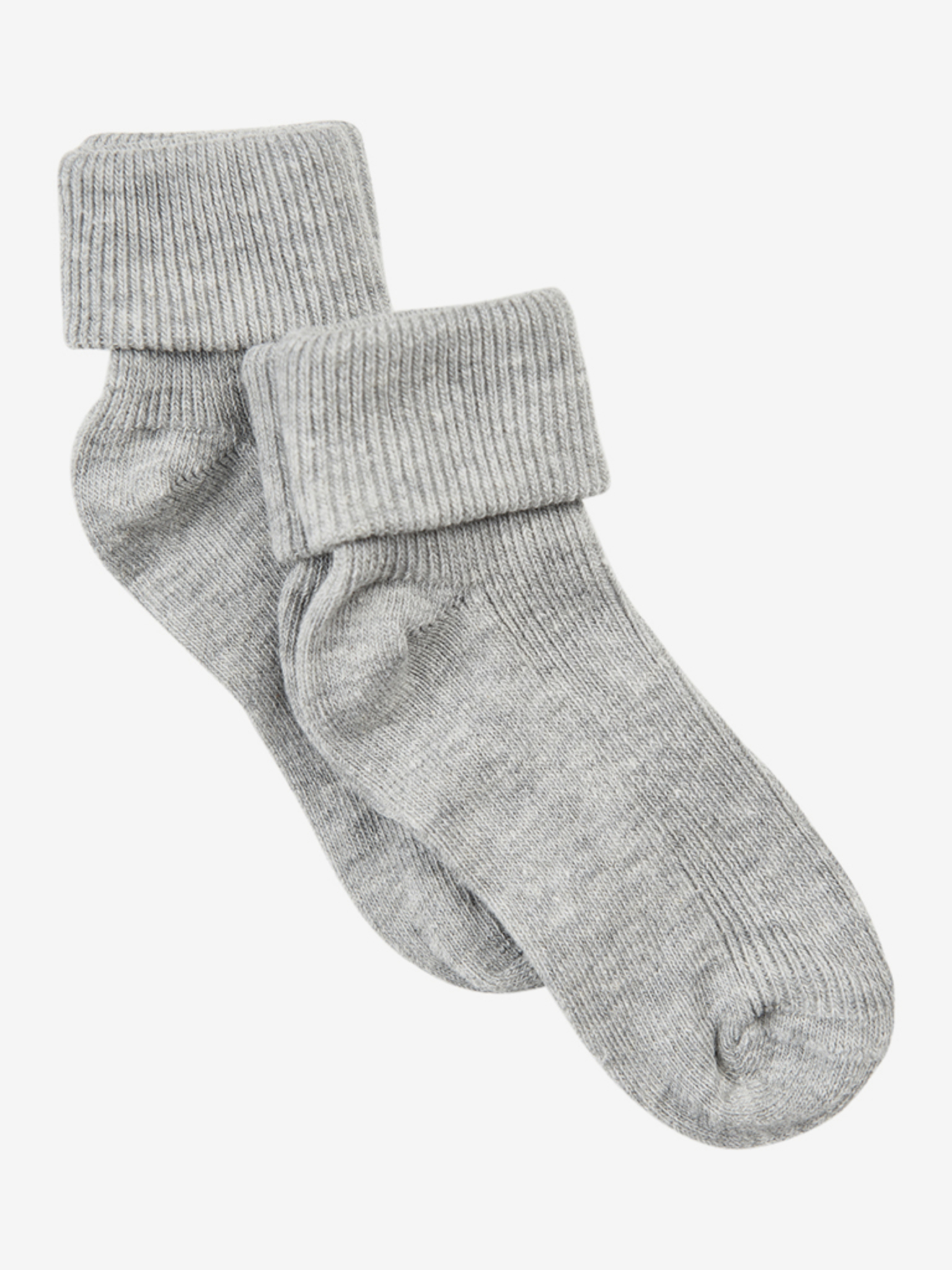 Baby Rib Sock w Fold 2-Pack Light Grey Melange
