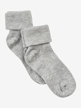 Baby Rib Sock w Fold 2-Pack Light Grey Melange