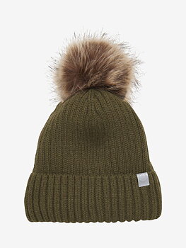 Hat W Detachable Fake Fur Dark Olive