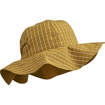 Amelia reversible seersucker sun hat Y/D check: Golden caramel/White
