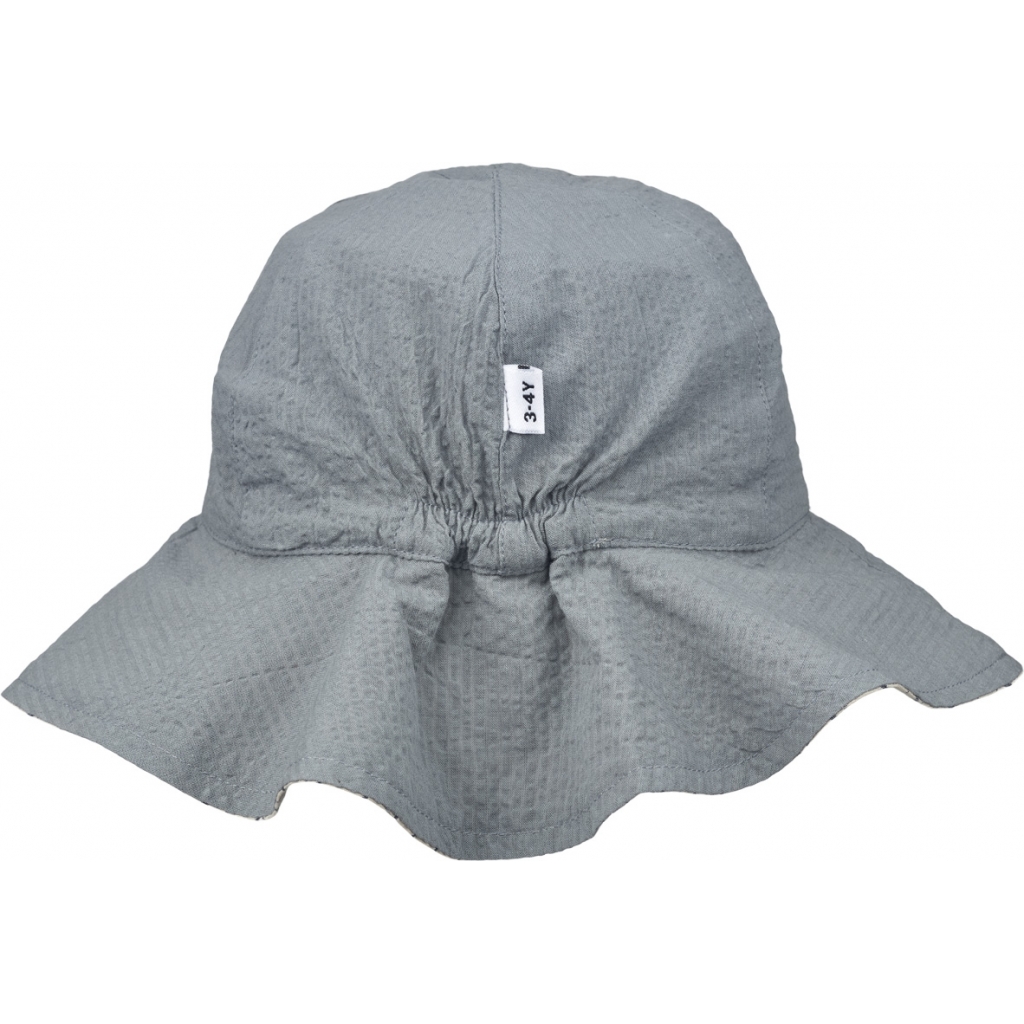 Amelia reversible seersucker sun hat Y/D check: Navy/Sandy - 4