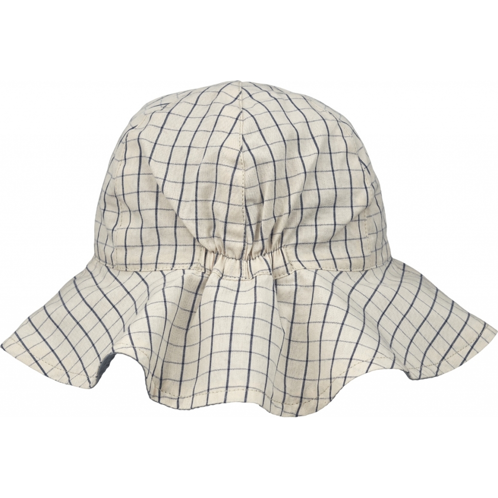 Amelia reversible seersucker sun hat Y/D check: Navy/Sandy - 2