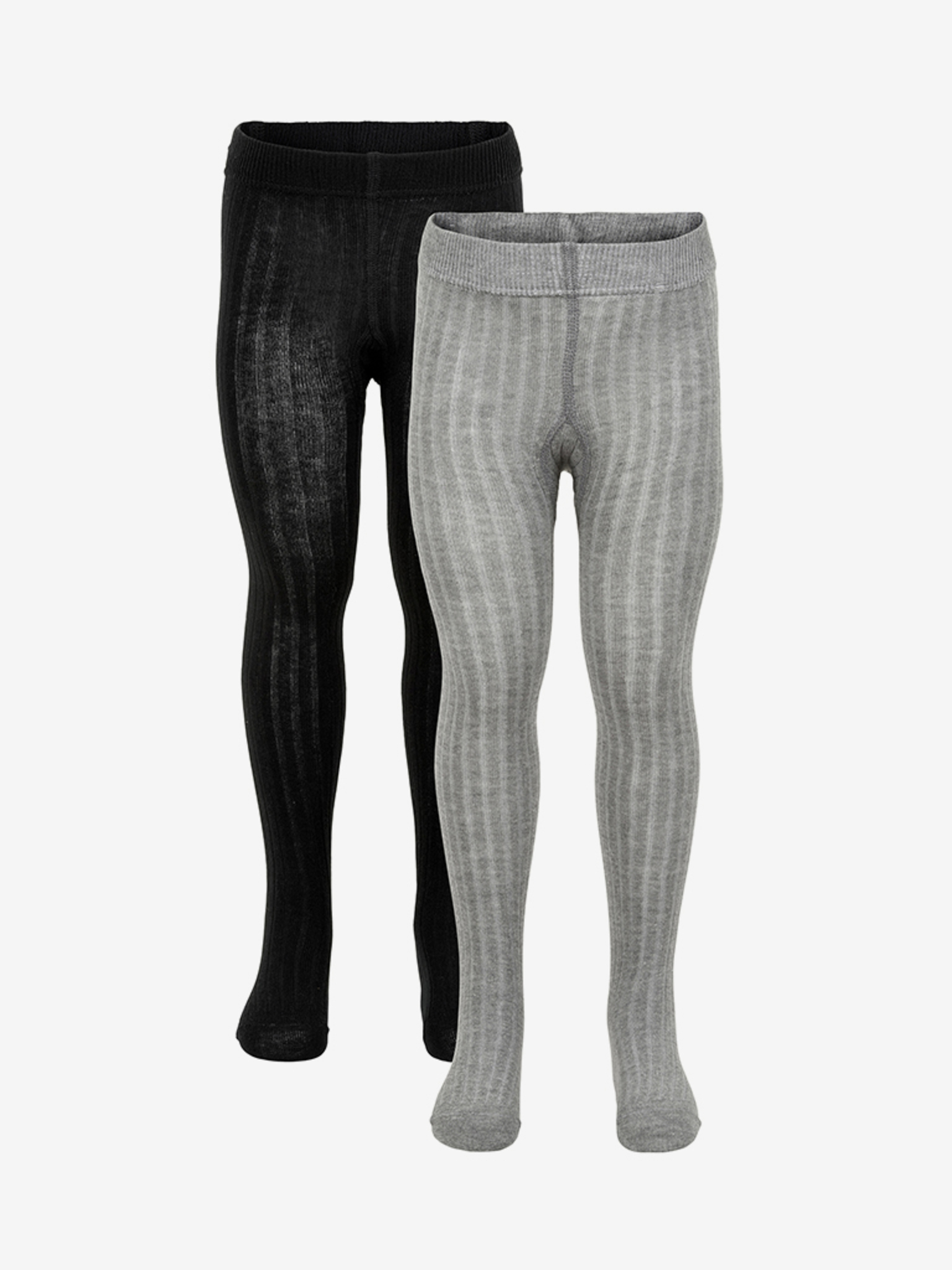 Minymo Stocking Solid Rib 2-Pack Black