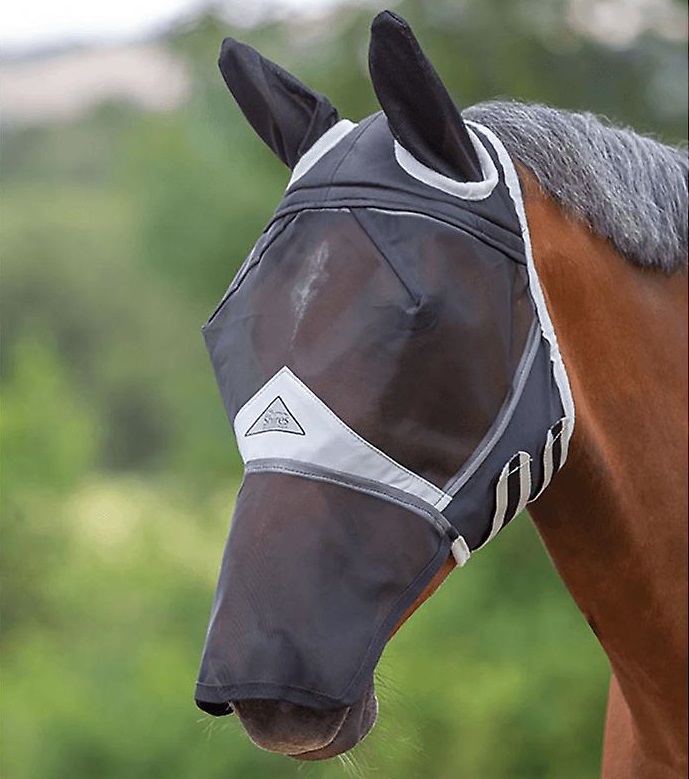 Shires Fine Mesh Fly Mask with Ears Light Blue Cob