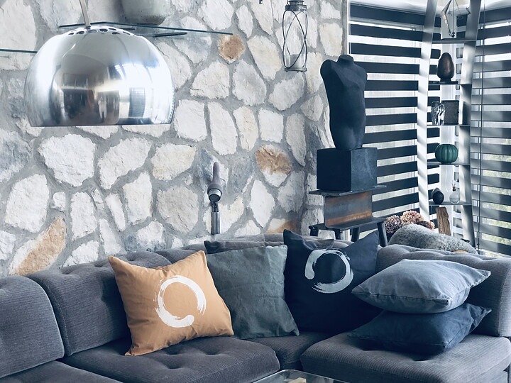 Cushion Cover with print -Gray