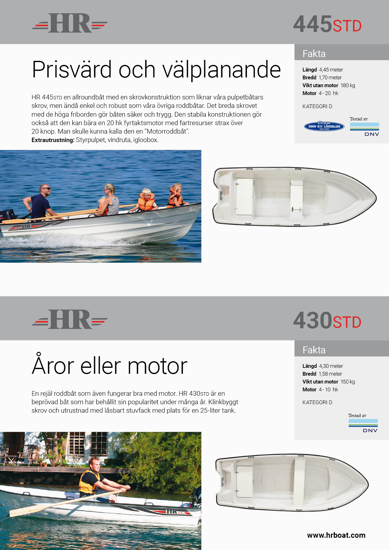 HR 445std, 430std, 392std, 330std produktblad