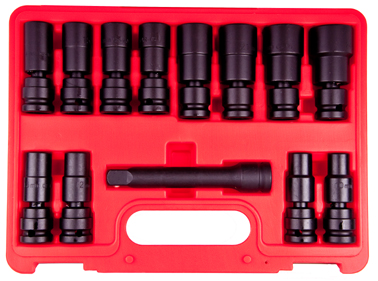 Krafthylssats 1/2" med led långa 13 delar