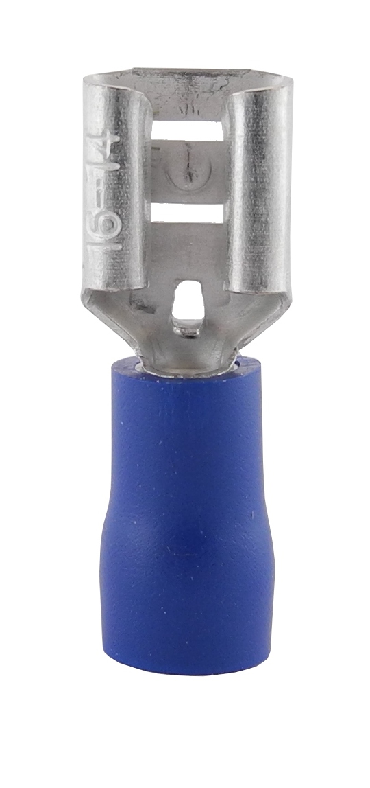 Isolerad flatstiftshylsa blå 6,3 x 0,8mm
