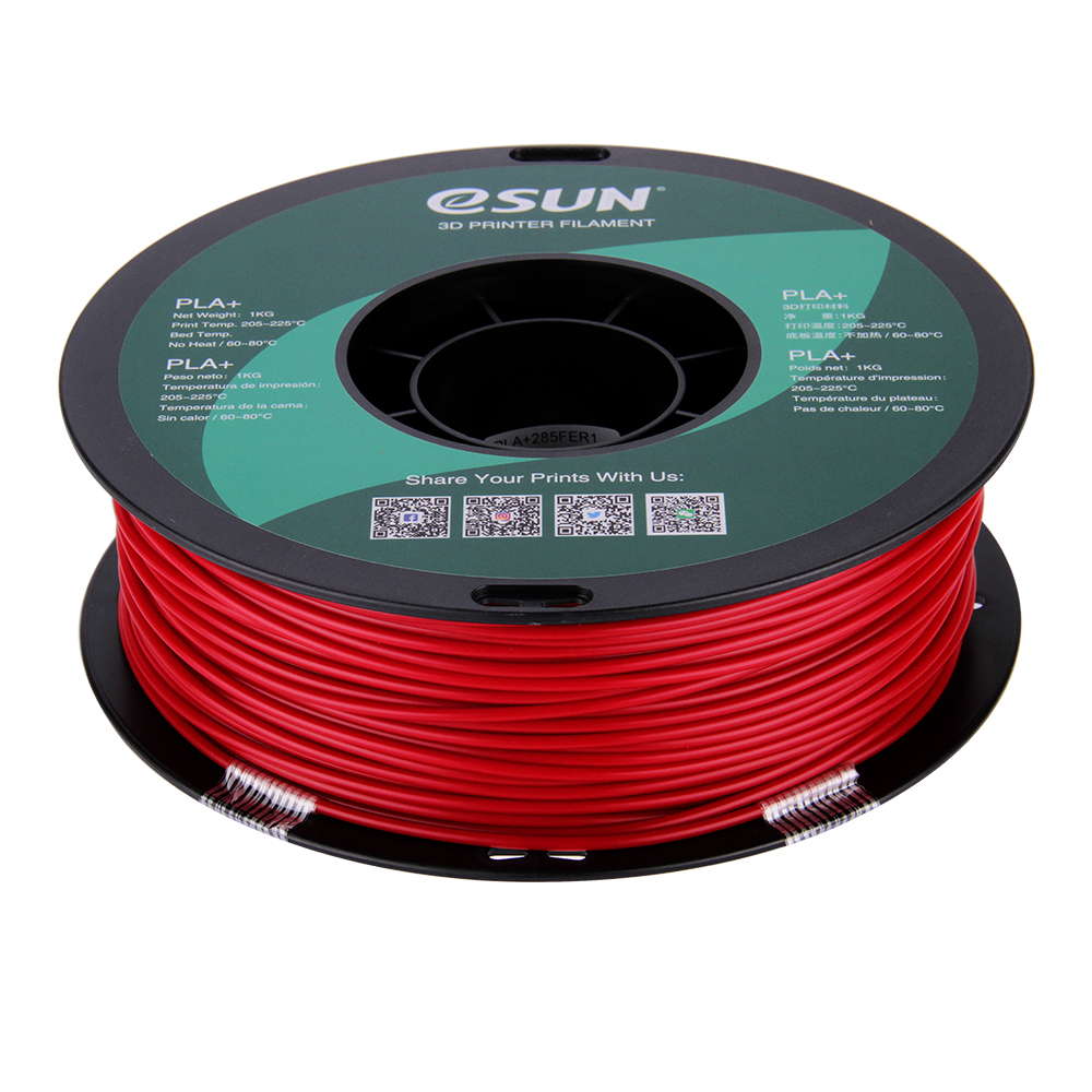 eSun PLA+ Filament (2.85mm, 1Kg) - Mörkröd/Brandbilsröd - 2