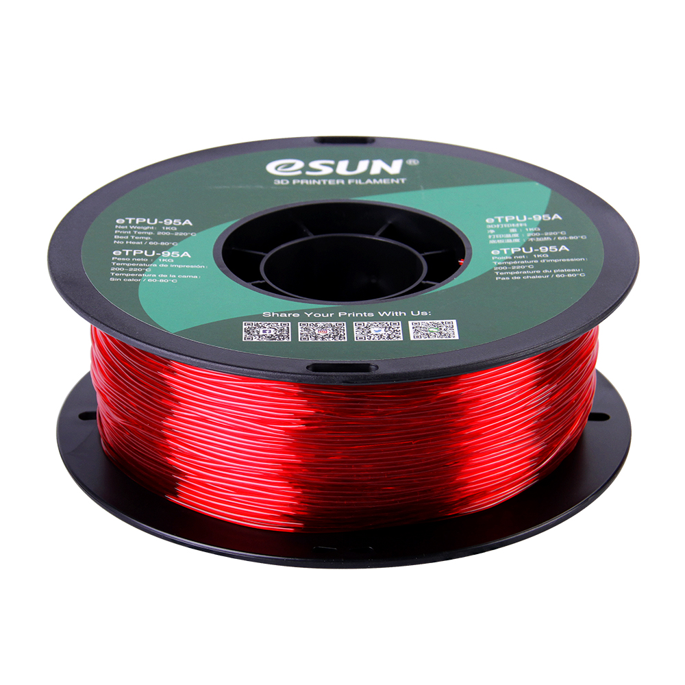 eSun eTPU-95A (1.75mm, 1Kg) - Transparent Röd - 2