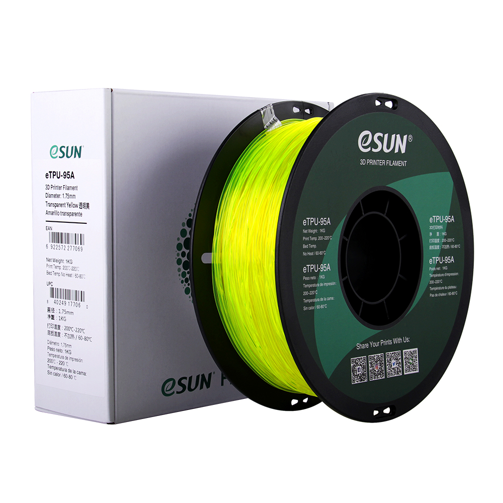 eSun eTPU-95A (1.75mm, 1Kg) - Transparent Gul