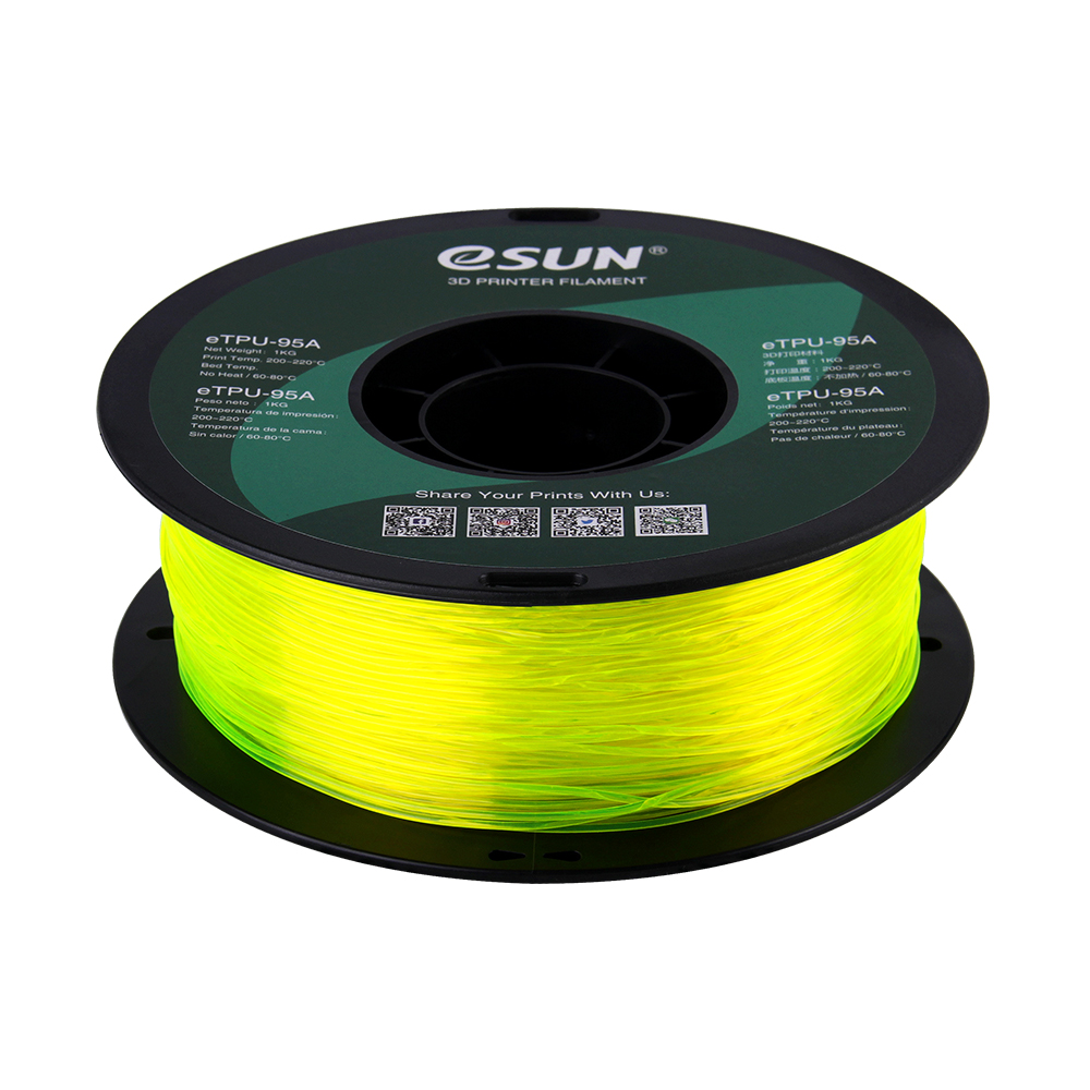 eSun eTPU-95A (1.75mm, 1Kg) - Transparent Gul - 2