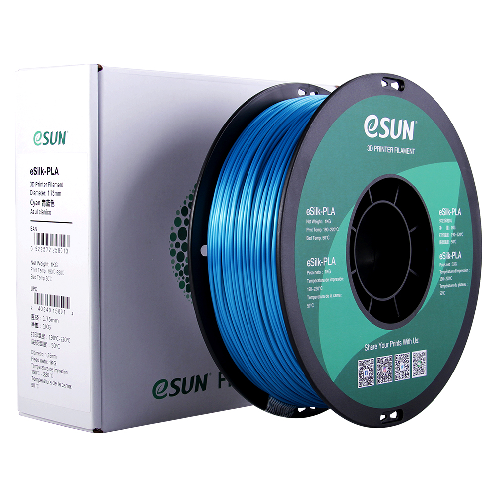 eSun eSILK Filament (1.75mm, 1Kg) - Cyan
