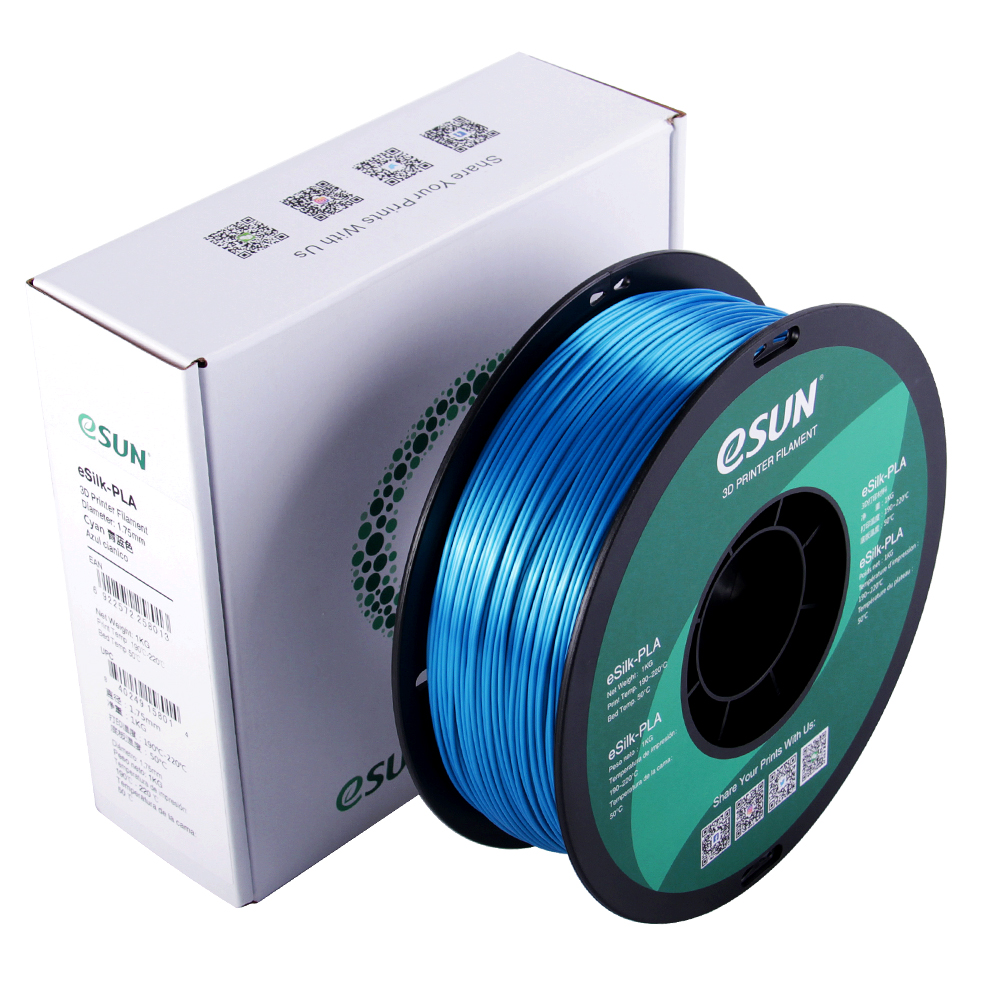 eSun eSILK Filament (1.75mm, 1Kg) - Cyan - 2