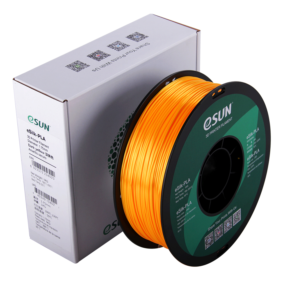 eSun eSILK Filament (1.75mm, 1Kg) - Mörkgul - 2