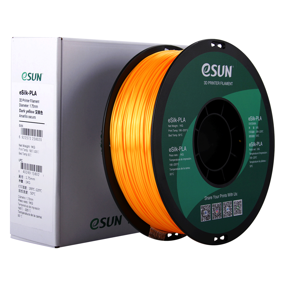 eSun eSILK Filament (1.75mm, 1Kg) - Mörkgul