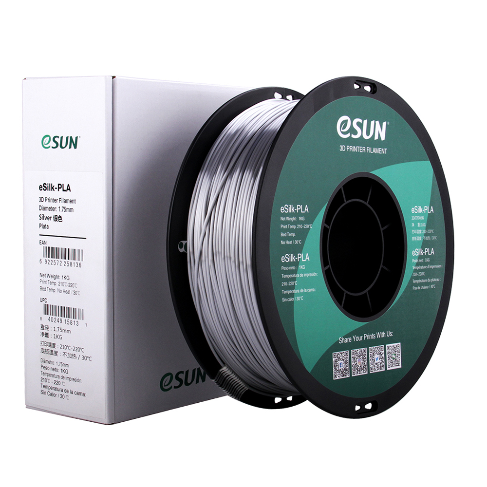 ESun ESILK Filament (1.75mm, 1Kg) — Silver - 3DFilament.se