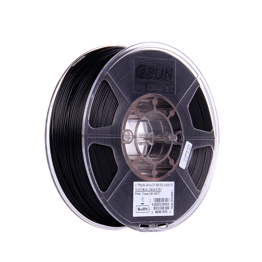 eSun ePA-12 CF (Kolfiber) Filament (1.75mm, 1Kg) - Natural (Svart)