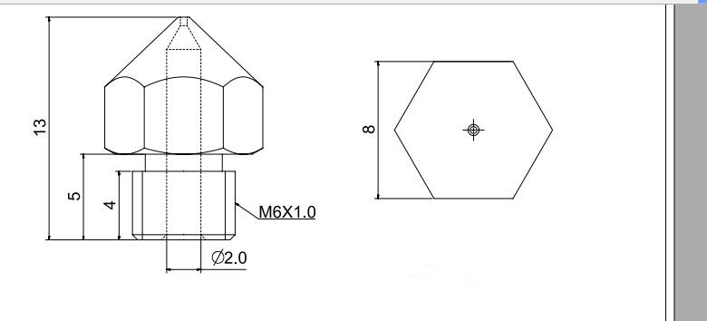 MK8 munstycke av Härdat Stål — 0.6mm — 1 st - 2