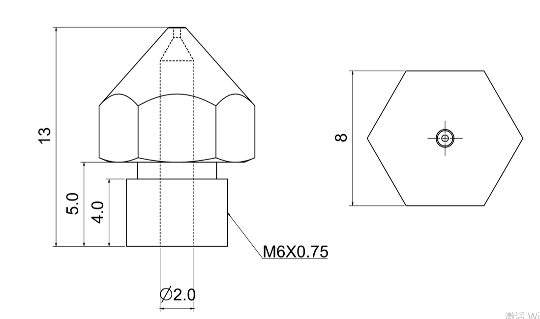 Munstycke av Härdat Stål för CR10S PRO — 0.4mm — 1 st - 2