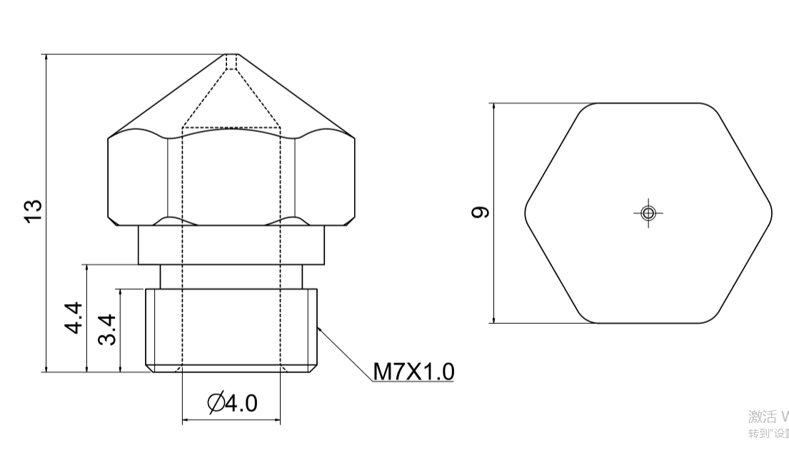 MK10 munstycke av Härdat Stål — 0.4mm — 1 st - 3