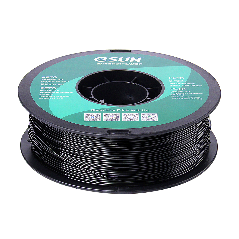 eSun PETG Filament (1.75mm, 1Kg) - Solid Svart - 2