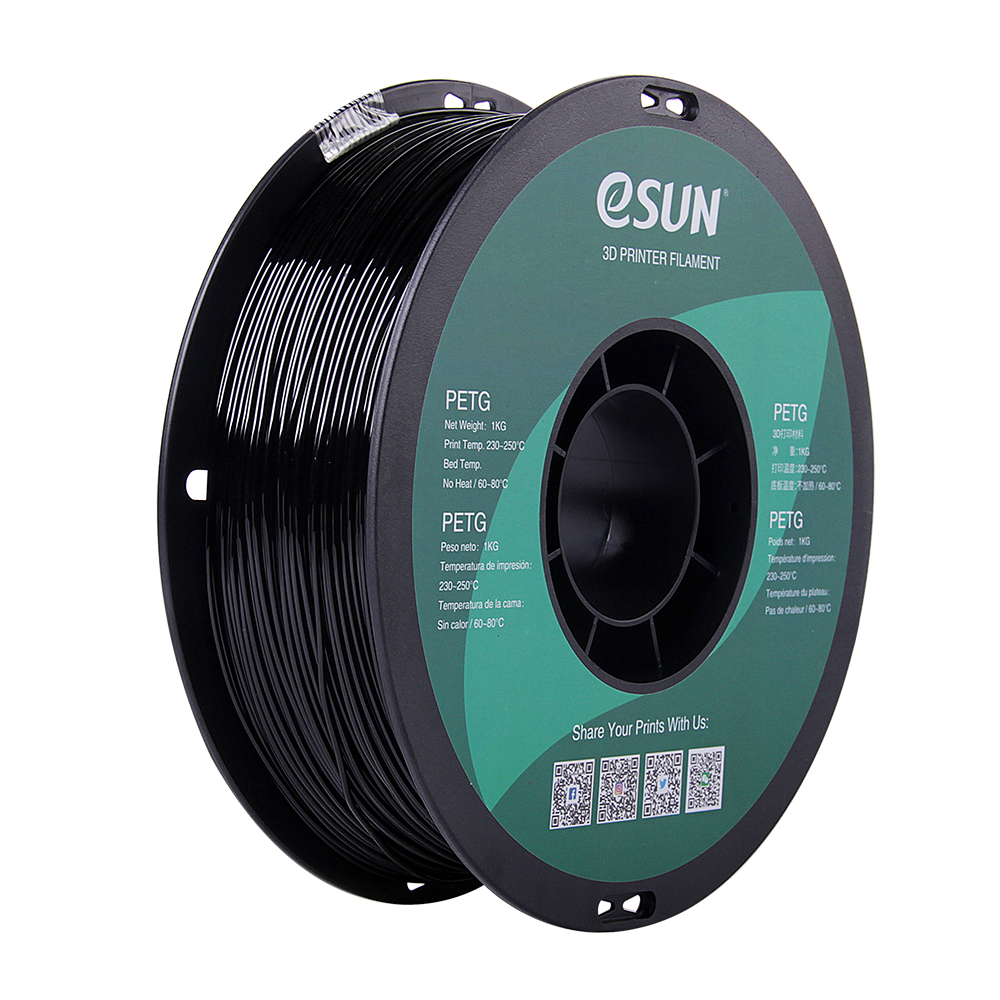 eSun PETG Filament (1.75mm, 1Kg) - Solid Svart