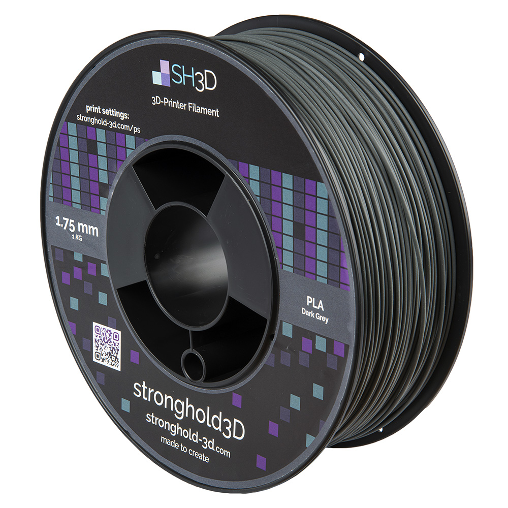 StrongHold PLA filament (1.75mm, 1Kg) - Mörkgrå
