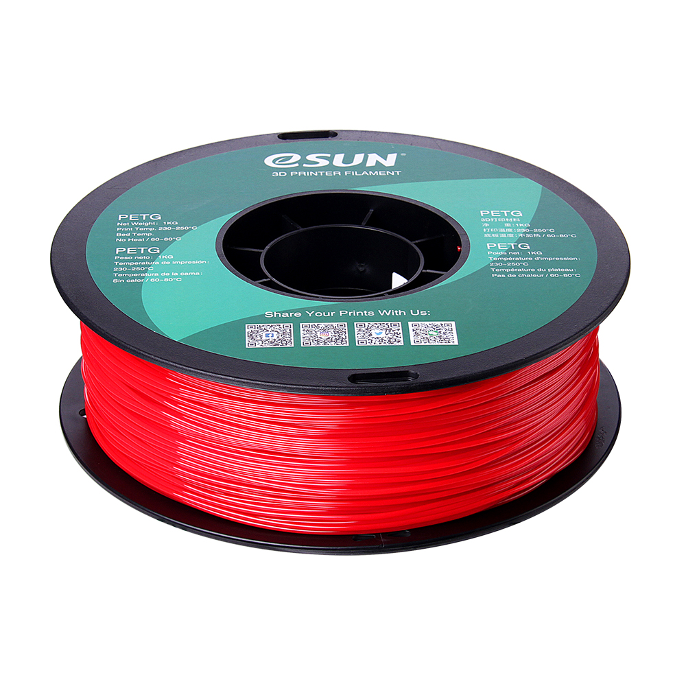 eSun PETG Filament (1.75mm, 1Kg) - Solid Röd - 2