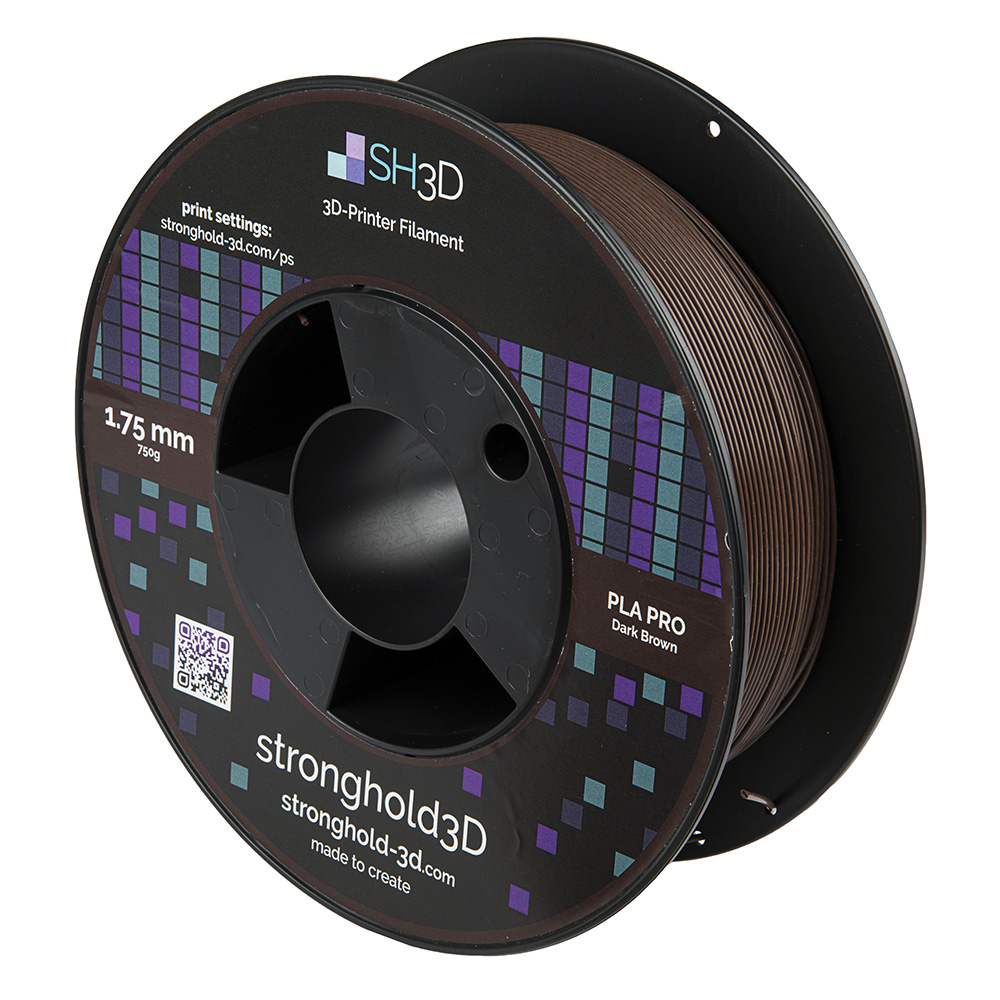 StrongHold PLA PRO filament (1.75mm, 750g) - Mörkbrun