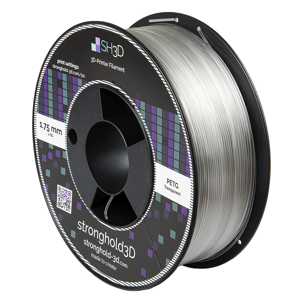 StrongHold PETG filament (1.75mm, 1Kg) - Transparent Ofärgad