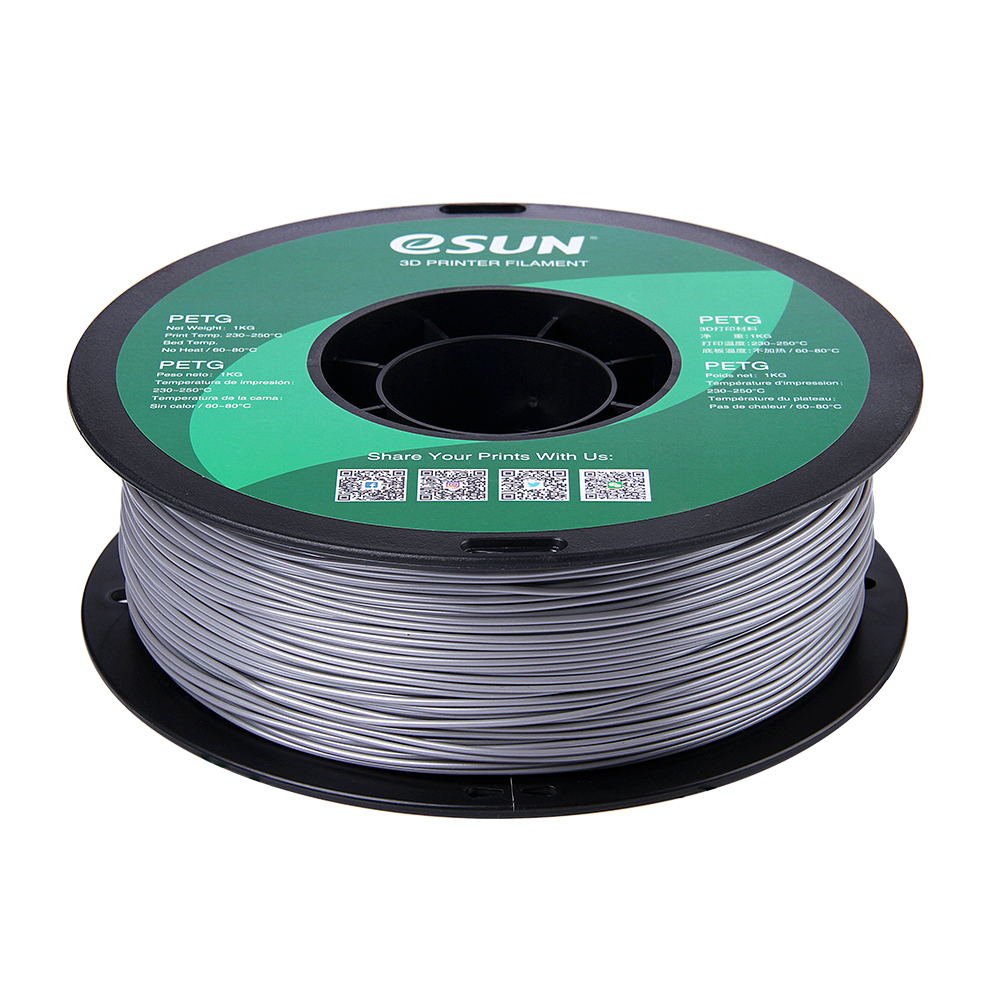 eSun PETG Filament (1.75mm, 1Kg) - Solid Silver - 2