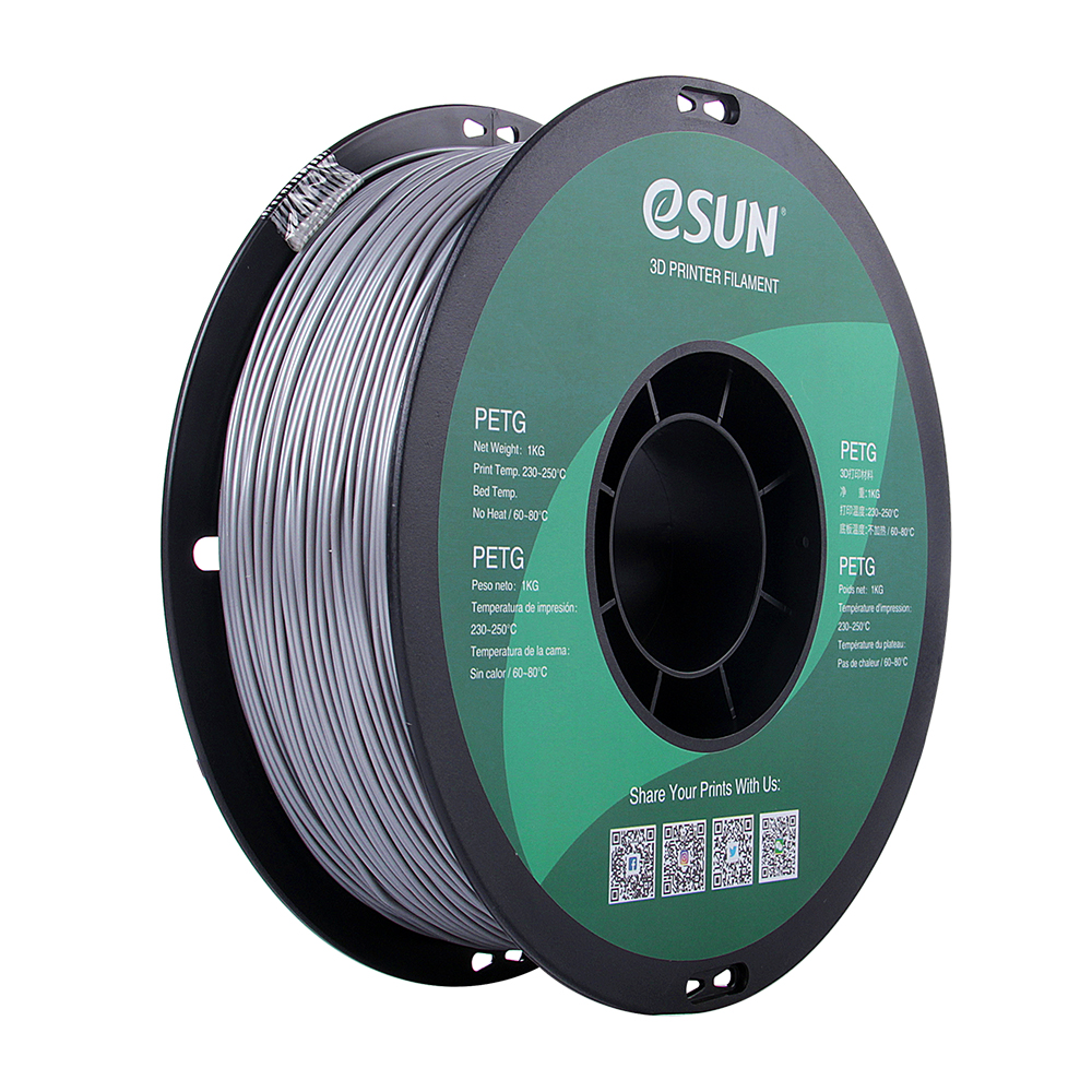 eSun PETG Filament (1.75mm, 1Kg) - Solid Silver