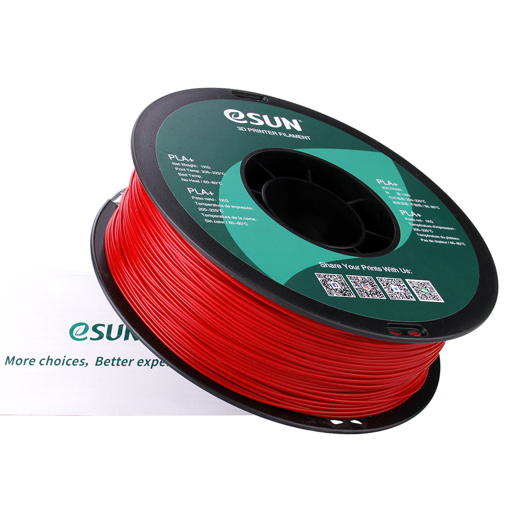 eSun PLA+ Filament (1.75mm, 1Kg) - Mörkröd/Brandbilsröd - 3