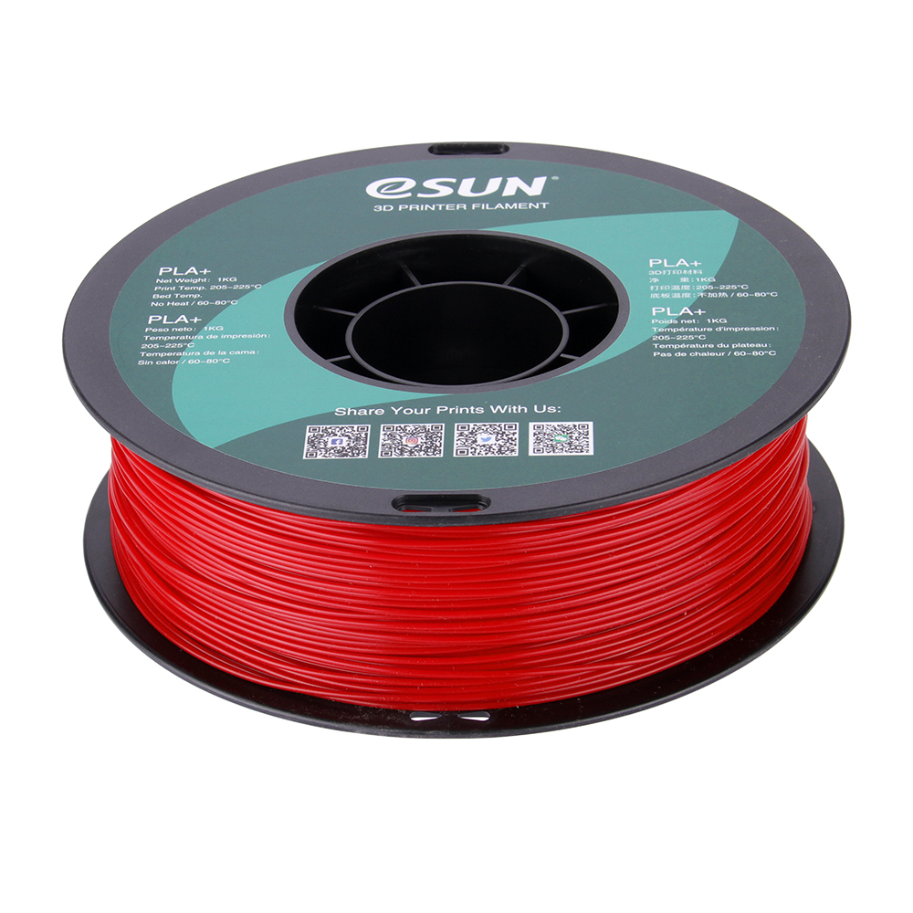 eSun PLA+ Filament (1.75mm, 1Kg) - Mörkröd/Brandbilsröd - 2