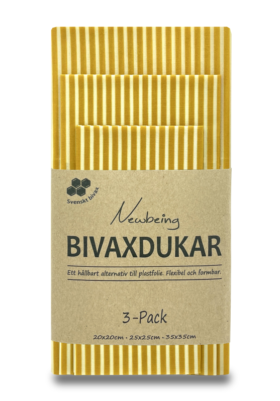 Newbeing beeswax cloth yellow stripe 3-pack