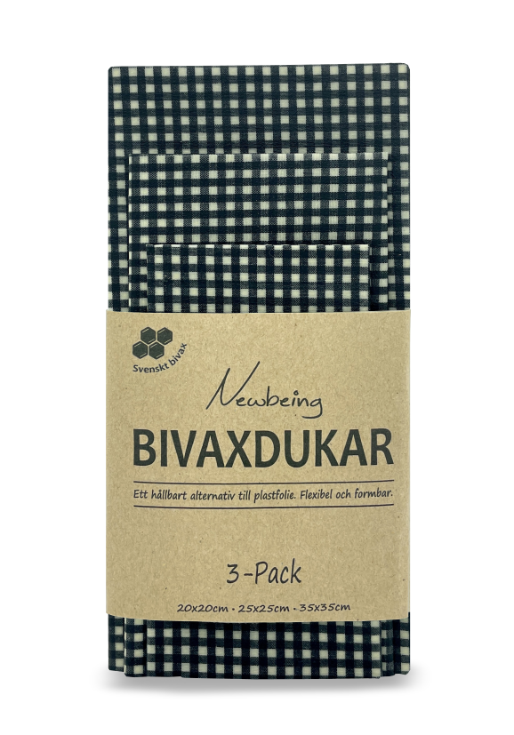 Newbeing bivaxduk svart ruta 3-pack