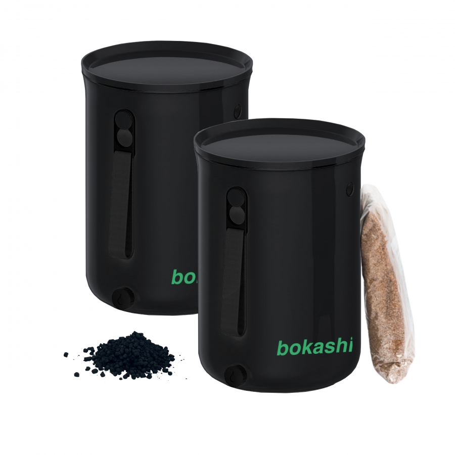 Bokashi starter kit 2.0 ocean with 2 designed buckets for the kitchen counter + 1 kg bedding material