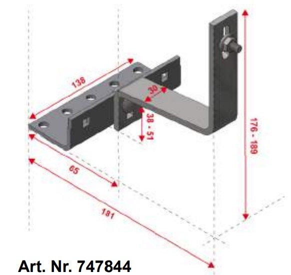 Takkrok, rak, justerbar i rostfritt stål, Van der Valk RS Strongline  - 2