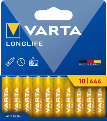 Alkaliska batterier Longlife, BATTERI VARTA LONGLIFE LR03 AAA 10-PACK