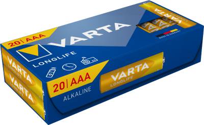 Alkaliska batterier Longlife, BATTERI VARTA LONGLIFE LR03 AAA 20-PACK